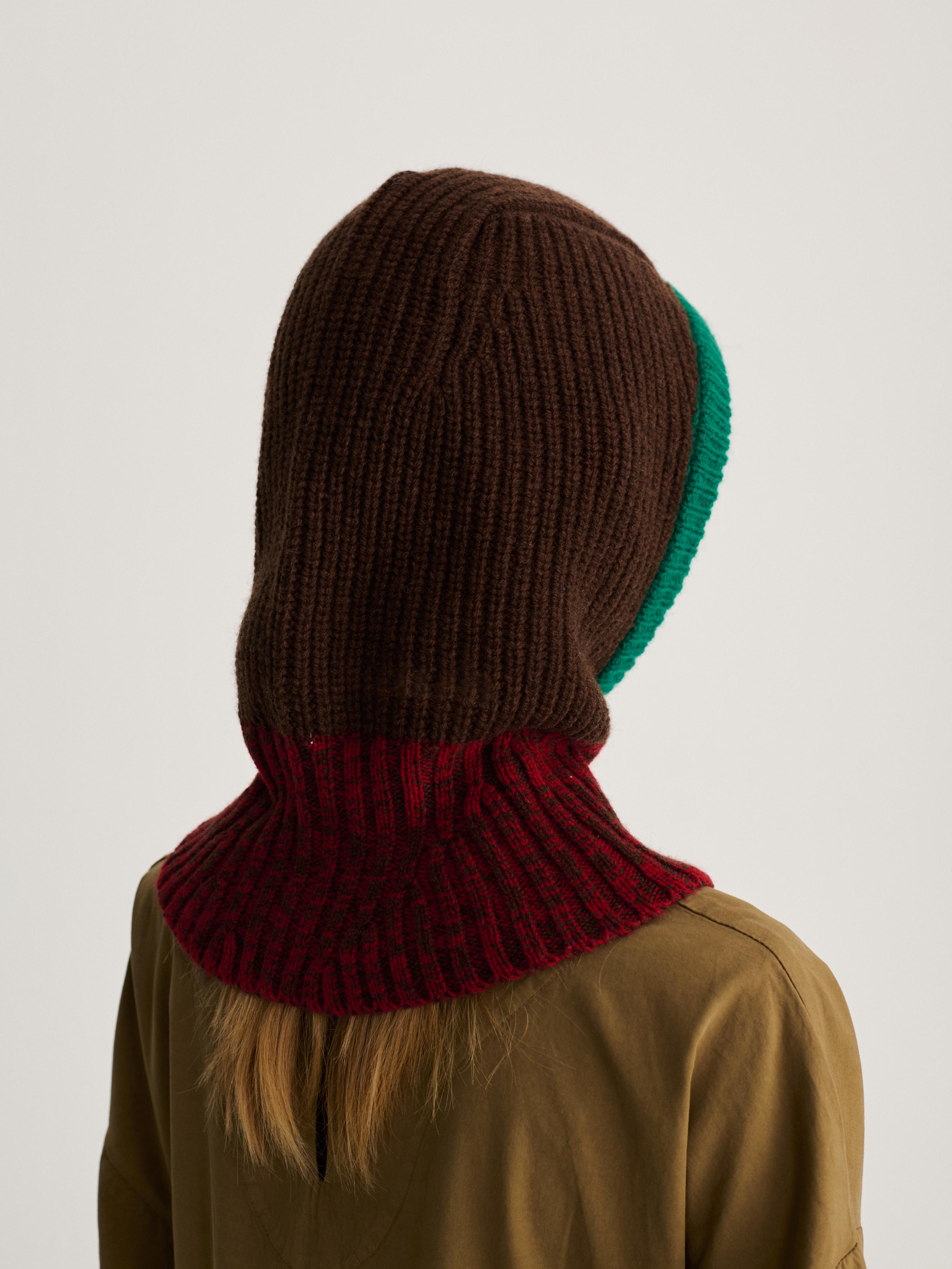 Bobo Choses Colorblock Wool Balaklava Unisex Schal Mütze braun